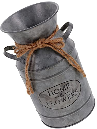 Beavorty Pot À Vase Rustique Galvanisé Peut Shabby Fleur Seau Pot À Rustique Pichet Vase avec Poignée pour La Maison Jardin Arrangement Floral Décor
