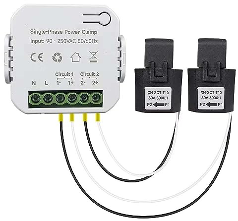SPORTARC für Tuya für Smart Life WiFi Energiezähler Echtzeit Strommonitor Energiemonitor Sensoren Meter Energiezähler 80A mit 2 Klemme Ct App kWh