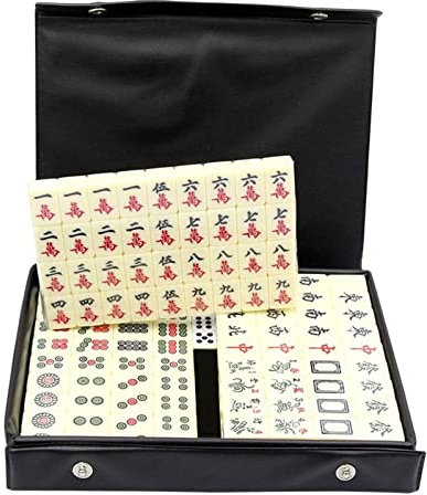 ZEONIK Mahjong 20 mm chinesisches Mahjong, tragbares Mini-Mahjong-Set, 144-teilige Mahjong-Karten, Indoor-Unterhaltungszubehör mit Box für Familienspiele Mahjong Spiel