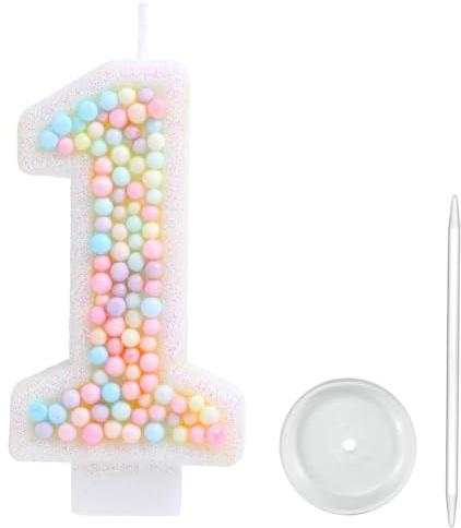 Sweety Colorful Candy Shaped Number Cake Candle, Sequin Birthday Number Candle for Brithday Party Baby Shower and Wedding Party Supplies Favor (1)