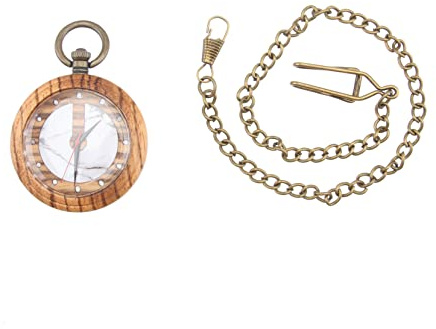 SAFIGLE 3stücke Holz Quarz Taschenuhr Mit Marmor-Muster Herren Und Damen-Design Elegante Kettenuhr Für Jeden Anlass Geschenkidee Für Weihnachten Geburtstage Und Jubiläen