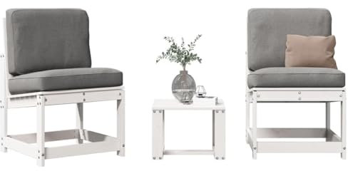 Rantry 3-TLG. Gartenlounge Set Gartenmöbel Set Balkonmöbel Gartensofa Loungesofa Balkonsofa Ecklounge Garten Sitzgruppe Loungemöbel Terassenmöbel Weiß Massivholz Kiefer