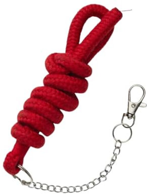 Panduro Hobby Horse Pferdeleine mit Haken und Kette, Zubehör für Steckenpferd und Hobbypferde, Anbindeseil in verschiedenen stilvollen Designs mit Karabinerhaken – Rot