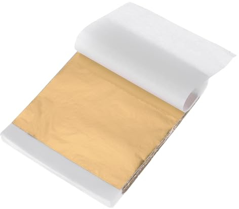 QUARKZMAN 200 Blatt Blattgold zum Basteln, 14 x 14 cm Imitation Goldfolie Goldflocken Goldpapier für Acrylmalerei Kunstprojekt Handwerk Möbel Dekoration Nägel Maniküre, Gold
