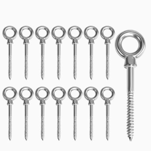 ZLLZPZD 15 Stk.Ringschraube M6x60mm Edelstahl 304,Augenschraube mit Spitze | Als Ösenschraube oder Schraubhaken nutzbar, Korrosionsbeständig, Vielseitig für Werkstatt und Garten, Hohe Zugfestigkeit