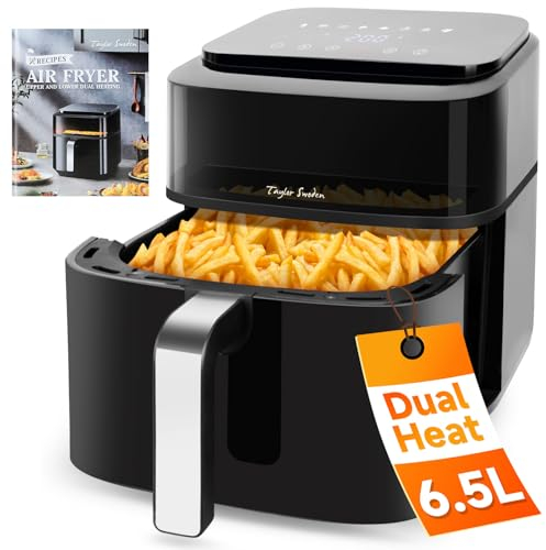 Taylor Swoden-Smartheat Heißluftfritteuse 6,5L, 1800W, Dual Heizelement, mit Fenster, LED Touchscreen, 8 Kochfunktionen, Airfryer, Frittieren ohne Öl