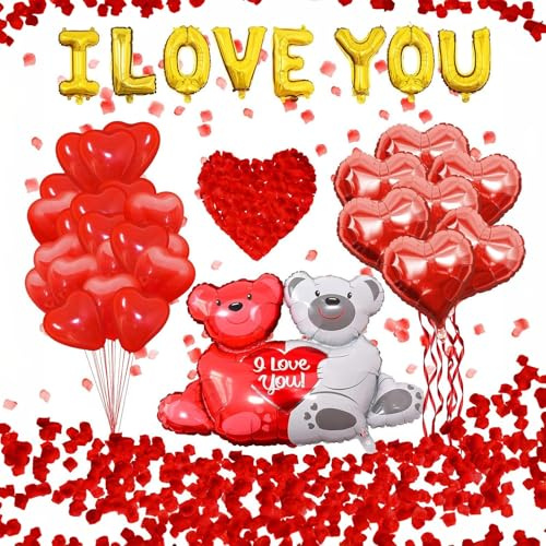 Tayuvira Valentinstag Deko,I Love You Luftballons,Valentinstag Luftballons | Valentines Day Decorations Set,Love Dekoration für Romantische Atmosphäre,Heiratsantrag,Hochzeit,Jahrestag Deko