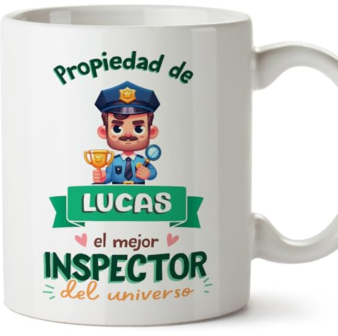 MUGFFINS Tazas Personalizadas para INSPECTOR hombre - En Español - Propiedad de - 11 oz / 330 ml - Regalo Personalizable original y divertido