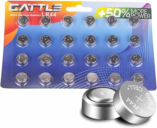 Cattle 24-Pack LR44 Batteries, 1.5 Volt Alkaline Button Coin Cell Battery, Long Lasting Power, Mercury-Free, High Capacity