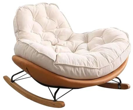 Moderner Schaukelstuhl mit hoher Rückenlehne, aus Hirschleder, Samt, gepolstert, bequem, für Schlafzimmer oder Wohnzimmer, Orange