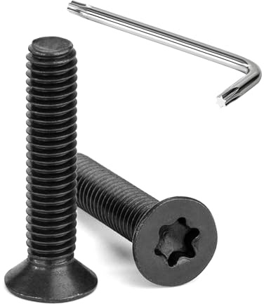 Tunejoy Viti a Testa Svasata M6 x 30 mm Vite Torx Nero Bullone a Macchina in Acciaio Inox A2 V2A Viti a Testa Piatta con Chiavi a T30 Filettatura Completa 20 pezzi