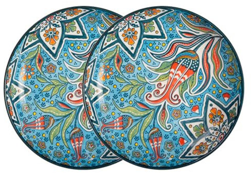 RZAPCTPB Piatti in ceramica colorati da 20,3 cm per dessert, insalata, bistecca, pizza, snack, cucina, festa, ristorante, forno a microonde