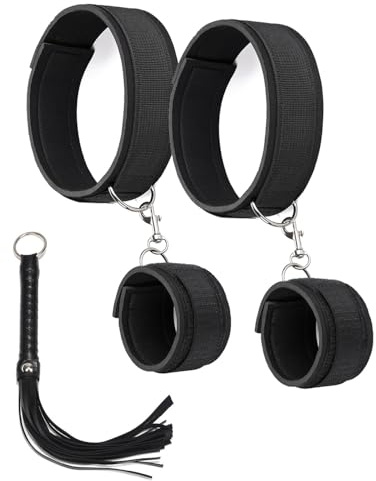 TPZORJX SM Bondage Set,Mit 1 Peitsche,Fesselset SM spielzeug, Fesselgurt Bondagefesseln Sextoys mit Oberschenkelmanschette & Handschellen für Bondage Liebhaber, Paare, Anfänger und Fachmann