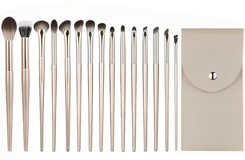 15 Unités Pinceaux de Maquillage, Pinceaux De Maquillage Yeux, Pinceau Eyeliner avec Pochette PU, Outils De Maquillage Pour Ombres À Paupières Et Sourcils