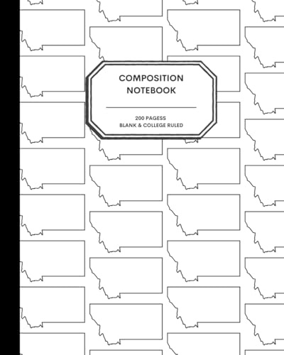 8x10 Composition Notebook - 200 Alternating Blank and College Ruled Pages - Montana State Outline Notebook Journal with Clean White Background for Kids, Preteens, Teens and Adults