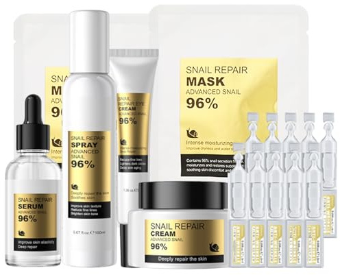 Snail Mucin Skincare set kvinnor, snigelslim ansiktsvård set, anti-aging sniglar hudvård set för oren hud, finnar, känslig hud, presentset kvinnor och tonårsflickor