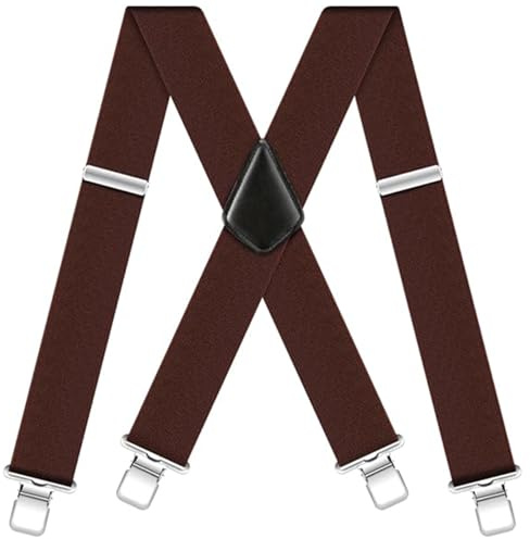 Hosenträger Herren Breit 5cm mit Extra Stark 4 Metall Clips für Arbeitshose | Elastisch Hosenträger Herren Extra Stark Verstellbar Suspenders Anti-rutsch für Outdoor Jeans Motorradhose Skihose X-form