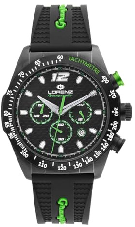 Lorenz Granpremio 030267DD - Orologio Sportivo da Uomo - Orologio Cronografo al quarzo - Orologio con Cinturino in Gomma - Sub 100 metri