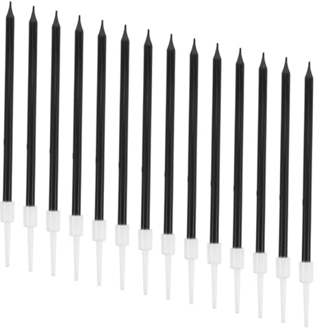 Toyvian Candele Nere Lunghe e Sottili Per Torta Decorazioni Per Compleanno Feste Nuziali e Dessert Vintage Forma Candele Combustione Larga Durata