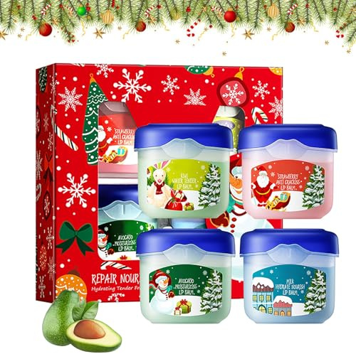 Lip Balm Set idratante – Maschera per labbra idratante – Lip Treatment – Cura delle per schiarire le rughe delle labbra, Per Secche Screpolate,4 PCS