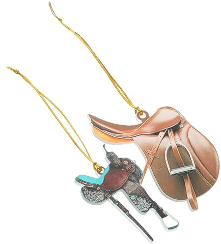 Hohopeti 2 Stück Acryl Pferdesattel Ornament Auto Rückspiegelanhänger Western Deko für Auto Büro Geschenk