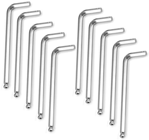 Kesiku Juego de 10 llaves Allen métricas, 4 mm, llave hexagonal Alan en forma de L con marcas de tamaño, llave de acero al cromo vanadio para reparación del hogar, mantenimiento