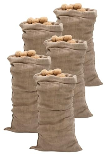 Ordellia Lot de 5 sacs en jute 65 x 135 cm en 100 % jute 220 g/m² robustes et pliables pour rangement, jardin, transport, décoration, matériau naturel pour maison et cour