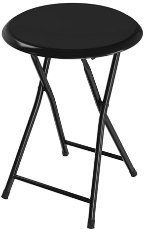 Folding Stool - Backless 18-Inch Stool with 225lb Capacity for Kitchen or Rec Room - Portable Indoor Counter Bar Stools by Lavish Home (Black)