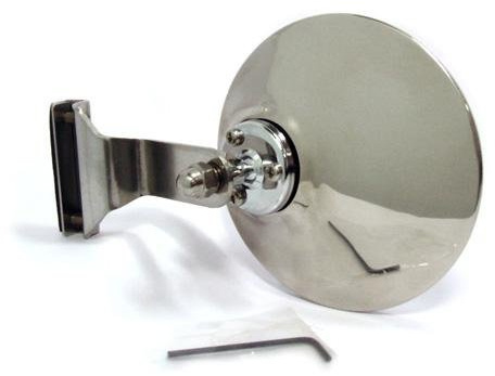 Classic Car Clamp On 105mm Polished Stainless Steel, Round Exterior Mirror - 950