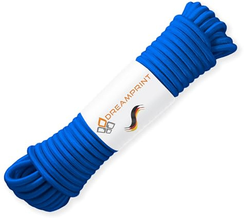 Dreamprint Expanderseil 20m Blau 6mm Ø - Gummiseil, Planenseil, elastisches Seil für Innen & Außen - Wetterfest & Reißfest - Ideal für Ladungssicherung, Planenbefestigung, Camping & Outdoor