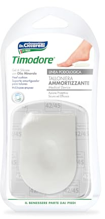 Timodore, Fersenkissen mit Dämpfung, schützt und dämpft beim Gehen, verhindert Schmerzen durch Druck auf die Ferse, 100% Made in Italy, Dermatologisch Getestet, Größe 42-45