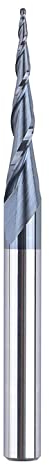 SpeTool VHM Kugelkopffräser Konische Fräser CNC 2 Flöten 0,5 mm Radius, 6,35mm (1/4) Schaft TiAlN Beschichtung für 2D und 3D Gravur