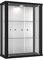 K-Möbel Wandvitrine (80x60x25cm) - Made in Germany - Glasvitrine hängend mit 2 höhenverstellbaren Glasböden aus ESG, Spiegel & LED in Schwarz - Schrank mit Glastüren - Hängevitrine Glas
