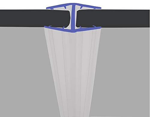 H Shaped 180° Vertical Glass Joint | Shower Screen or Door Seal | Fits 4, 5 or 6mm Glass | 2m Long | SEAL065
