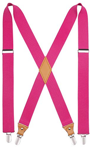 HISDERN Herren 3,5 cm breiter Hosenträger in X-Form mit sehr Starken 4 Metall Clip für Männer und Damen elastisch und verstellbar