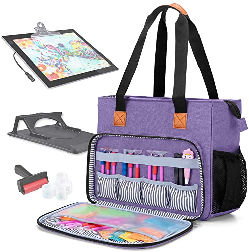 Luxja Tragetasche für LED Licht Pad, A4 Leuchttisch Leuchtplatte Aufbewahrungstasche, Reisetasche für Diamond Painting Tools und Zusätzlich Zubehör, (NUR EINE Tasche), Lila