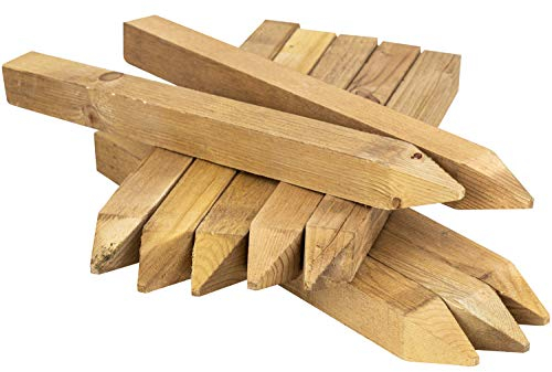 Woodside 12” (300mm) Square Wooden Fencing Stakes, Pressure Treated Site Pegs, Garden Fence Posts (pack of 20)