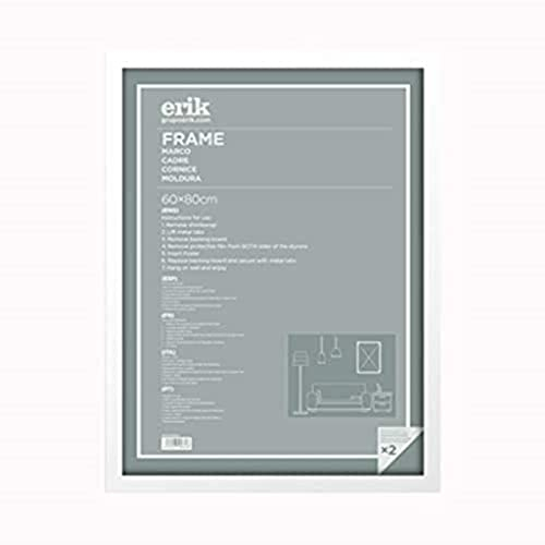 Grupo Erik: Cornice 60 x 80 cm Bianco - Cornice da parete grande in legno MDF, Cornice grande per puzzle o foto, Cornice per quadri grandi
