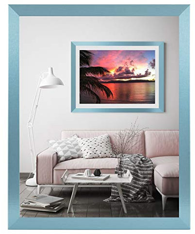 Cadre photo interchangeable, 75 x 98 cm, vert, en bois MDF, avec verre en acrylique, décoratif, sans image et sans passe-partout, pour photos ou portraits