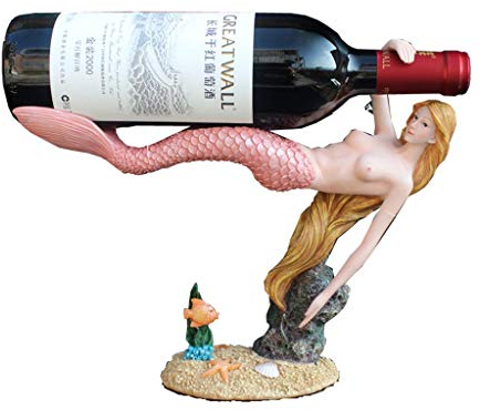 MYBA Weinregal Meerjungfrau Weinregal Harz Meerjungfrau Wein Champagner Flaschenhalter Home Küche Bar Zähler Desktop Zubehör Dekor Geschenke Flaschenregal (Color : A)