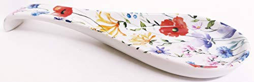 Repose-cuillère en porcelaine et céramique Motif prairie 27 cm
