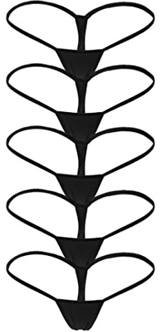 JFAN Kvinnors stringtrosor trosor bomull ventilerande hängande underkläder elastisk tanga, Svart-5, XL