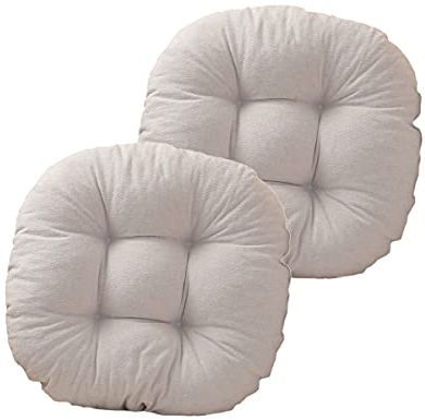 Rundes Stuhl-Sitzkissen, rosa für Küche, Esszimmer, Terrasse, japanisches Boden-Sitzkissen, dick, warm, Stuhlmatte, Leinenbezug, volle Füllung, Cutton, Durchmesser 40 cm (Weiß, 2)