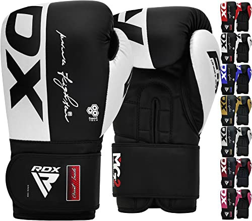 RDX Guantes de Boxeo para Entrenamiento y Muay Thai, Guantes de Maya Hide, Kickboxing, Sacos de Boxeo, competición, Combate, Guantes para Hombres y Mujeres, Entrenamiento de Gimnasio 8 10 12 14 16 oz