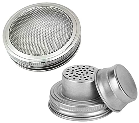 Strainer Shaker Lids 316 Stainless Steel Mesh Strainer Lid Wide Mouth Sprouting Lids Set for Mason Jar Canning Lid