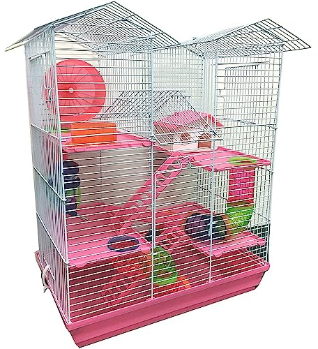 Pink Large Twin Tower Hamster Palace Mouse Home Gerbil Cage