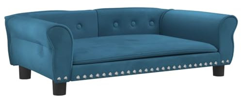 vidaXL Cama para Perros de Terciopelo Azul 95x55x30 cm, sofá para Perros, Cama para Cachorros, Asiento para Perros, sofá para Mascota
