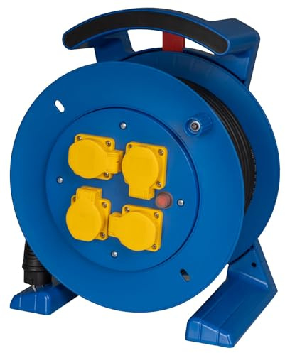 Jumbo-Kabeltrommel 2.0 40m H07RN-F 3G2,5 qmm schwarz 4 Schutzkontakt-Steckdosen