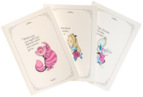 Grupo Erik Disney Alice im Wunderland 3er Pack Notizbücher A5 - Notizbuch klein - 1 Notizbuch Liniert, 1 Dotted und 1 Blanko - Notizblock A5