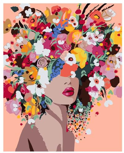 OSDUE Pintura Digital para Adultos, Kit de Pintura al Oleo Lienzo DIY, Acrílica Digital de Bricolaje, con 3 Pinceles y Pigmento Acrílica, para Principiantes, 40 x 50 cm Flor